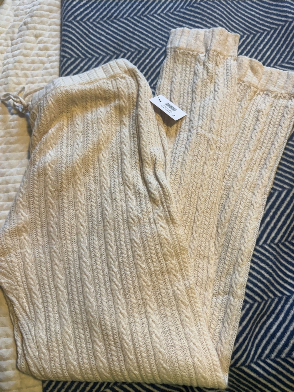 Eberjey Cozy Cable Knit Lounge Pants - Cream